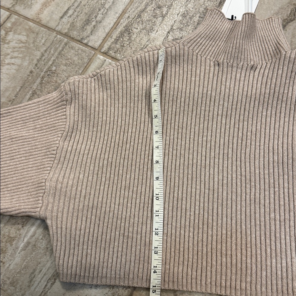 Zara Mock Neck Ribbed Sweater Tan Size - Picture 7 of 10